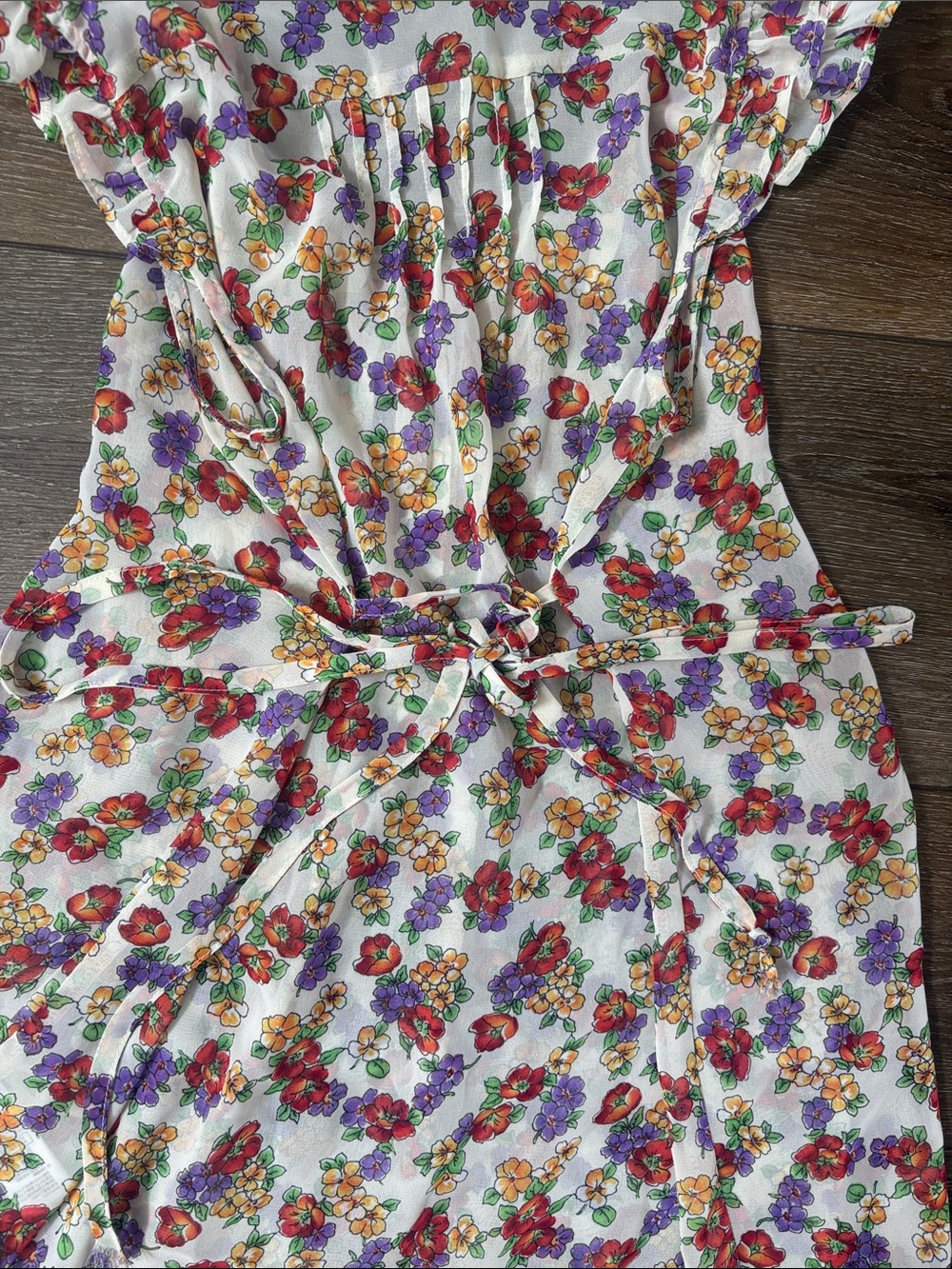 Floral Ruffle Sleeve Top - Picture 5 of 6